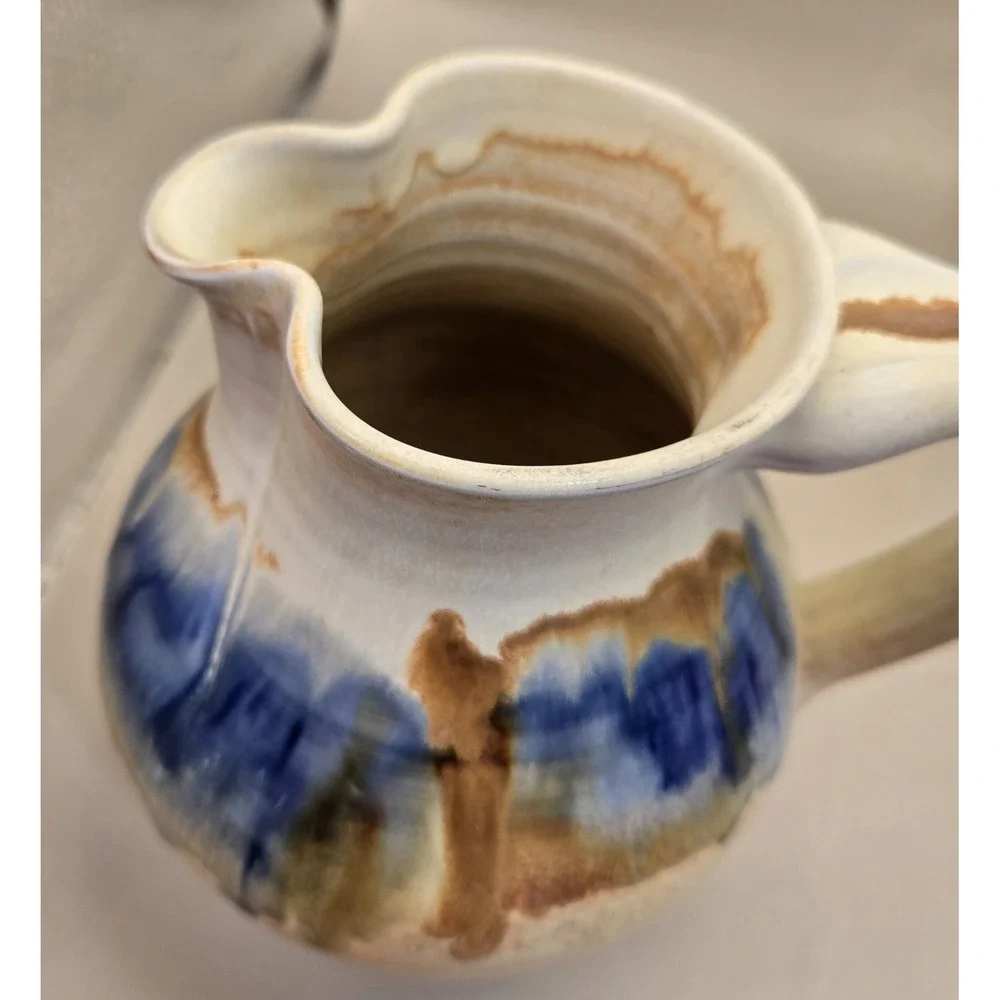Pottery Pitcher Ice Guard. Hand‎ Thrown. Possibly Italian, Signed